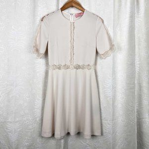 The Kooples Happy Hour ivory cream lace inset short sleeve A-line dress